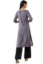 Soch Women Grey Rayon Embroidered Kurta