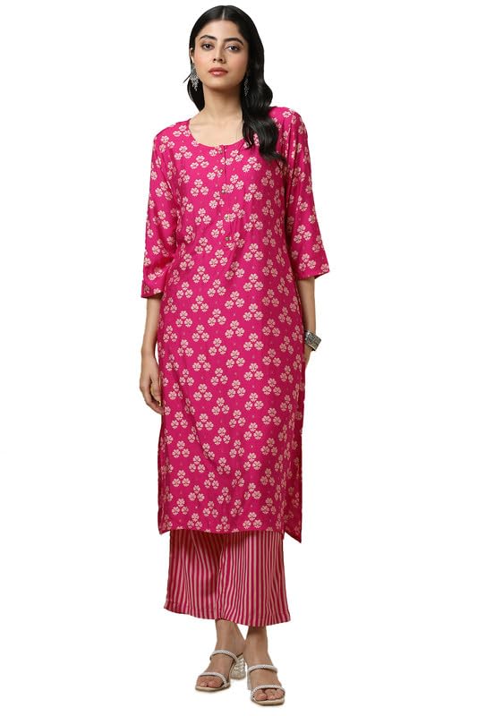 Soch Women Muslin Floral Print Kurta Set with Faux Mirror