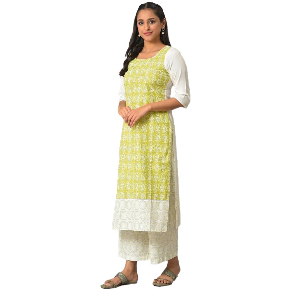 Aurelia Green Floral Printed Cotton Kurta And Trousers Set For Women