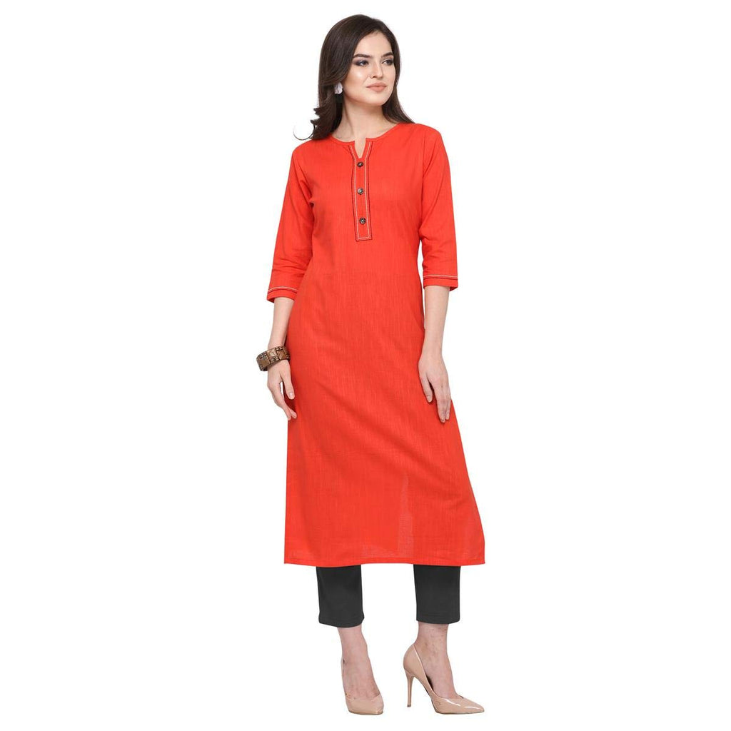 ANNI DESIGNER Women's Red Color South Cotton Calf Length Kurti (PUJA-KURTI-7006_XXL)