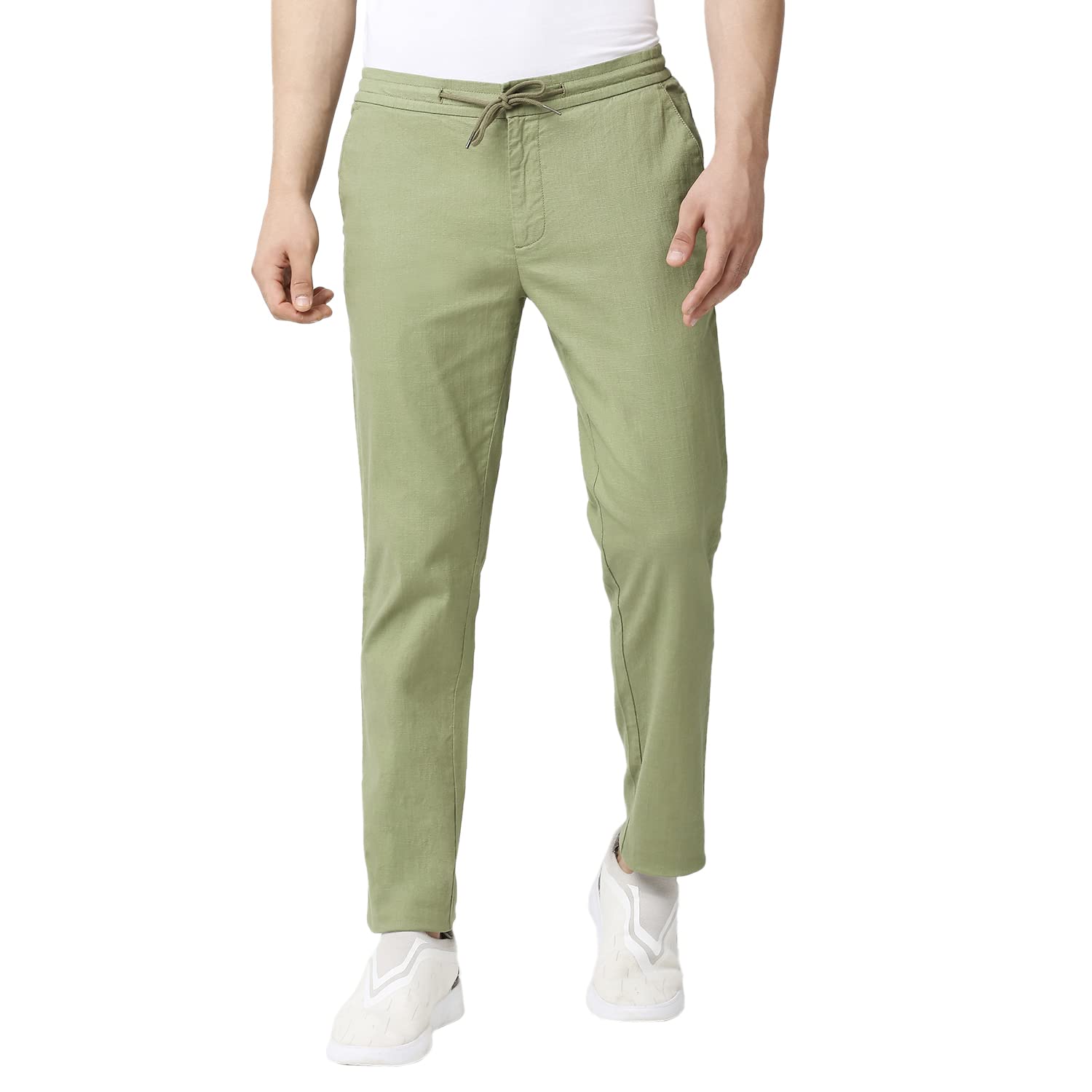 Thomas Scott Mens | Comfort | Slim Fit | Mid-Rise | Drawstring Closure | Solid | 4 Pockets | Woven | Chinos | Trouser (CCBT07_G