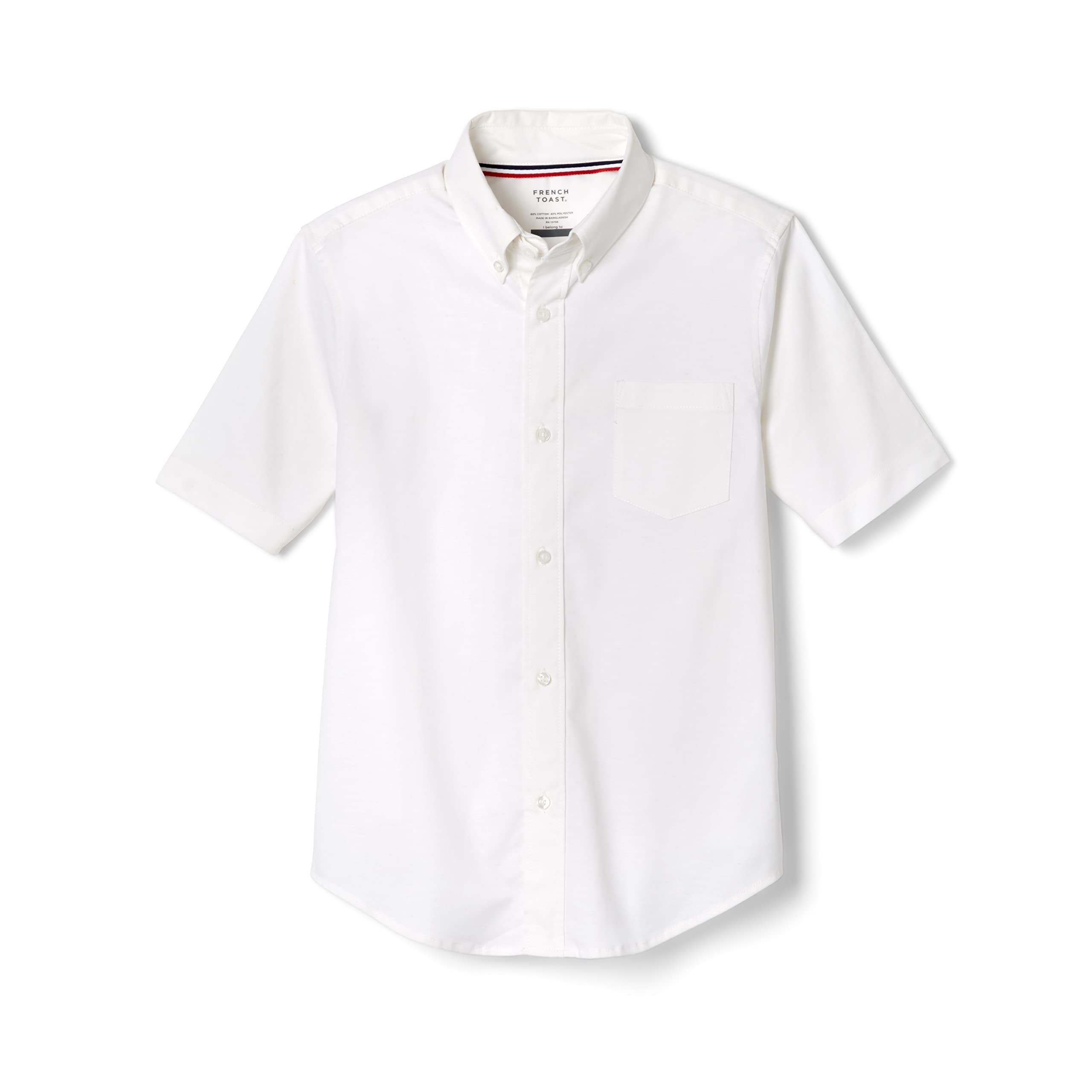 French Toast Boys Short Sleeve Oxford Dress Shirt (Standard, White, 20 Husky