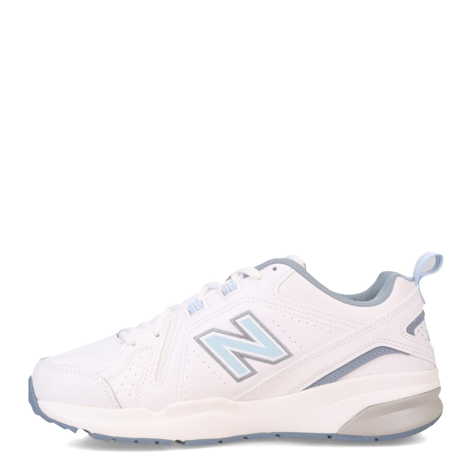 New Balance Women's 608 V5 Casual Comfort Cross Trainer, White/Light Blue, 7.5 Narrow