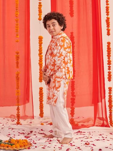 Pspeaches Boys Floral Regular Kurta With Pyjamas (7-8Years)
