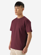 The Souled Store Solids: Deep Red Men and Boys Short Sleeve Round Neck Regular Fit Cotton T-Shirts