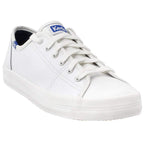 Keds Kickstart Lace Up, Sneaker Womens, White/Blue Leather, 7.5 Medium