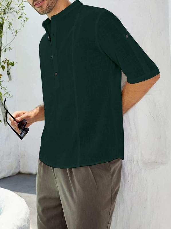 Be Active MenS Solid 100% Cotton Short Kurta With Mandarin Collar || 3/4Th Sleeves Short Kurta For Men Cotton || Stylish Short