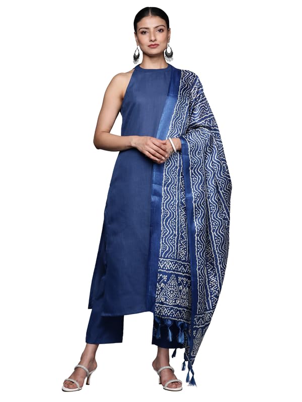 Varanga Women Blue Solid Kurta Set with Printed Dupatta  Comfortable & Stylish, Party Wear for Women, Casual & Festive Wear, Kur