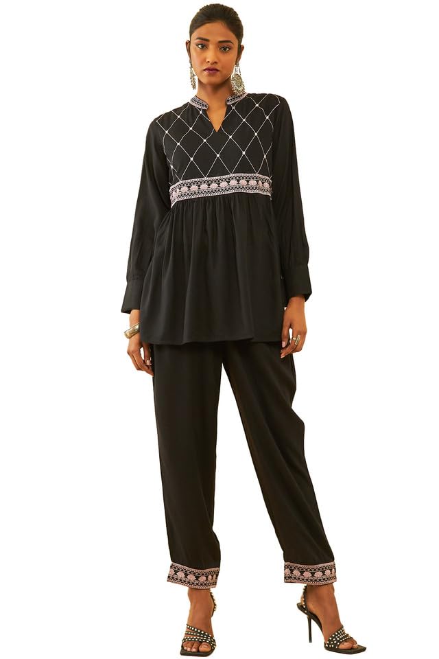 Soch Women Rayon Embroidered Pant