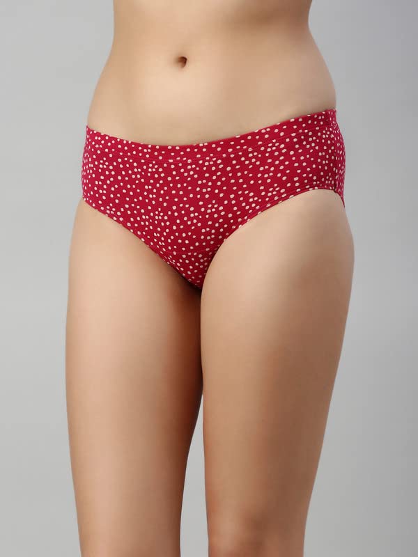 Enamor Stretchable Cotton Hipster Panties for Women Pack of 5, Full Coverage Grip Fit with Antimicrobial & Stain Release Technol