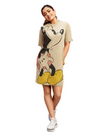 Bewakoof Official Disney Merchandise WomenS Graphic Printed Oversized Fit Half Sleeve Round Neck Cotton T-Shirt Above The Knee 