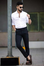 Tee Projekt Shirt for Men Cotton Plain Spread Collar Casual Shirt Parfect for ormal Wear, Home Wear, Office Wear White