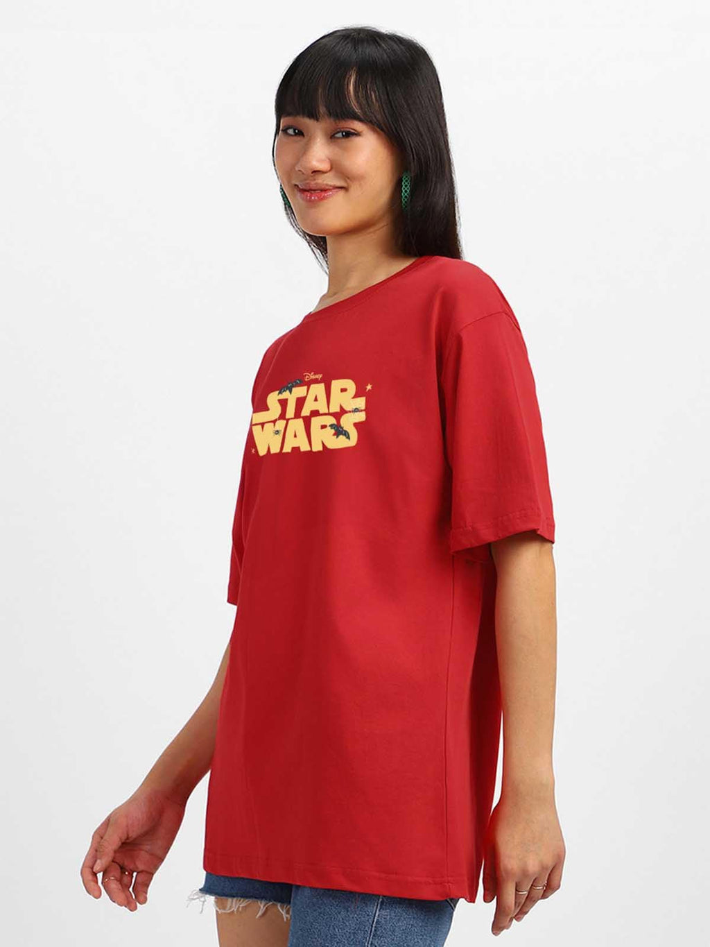 Juneberry Pure Cotton Oversized Loose Fit Drop Shoulder Official Star Wars Merchandise Cool & Latest Graphic Printed Round Neck