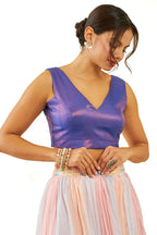 Soch Women Tussar V-Neck Back-Open Sleeveless Blouse