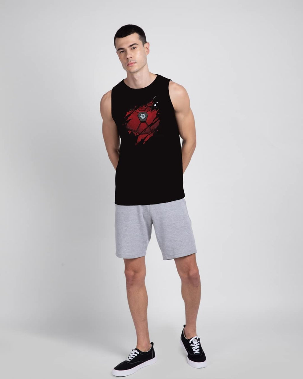 Bewakoof Mens Iron Man Graphic Printed 100% Cotton T-Shirt - Regular Fit, Round Neck, Sleeveless