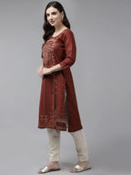 Aarika Womens Maroon Color Printed Kurti