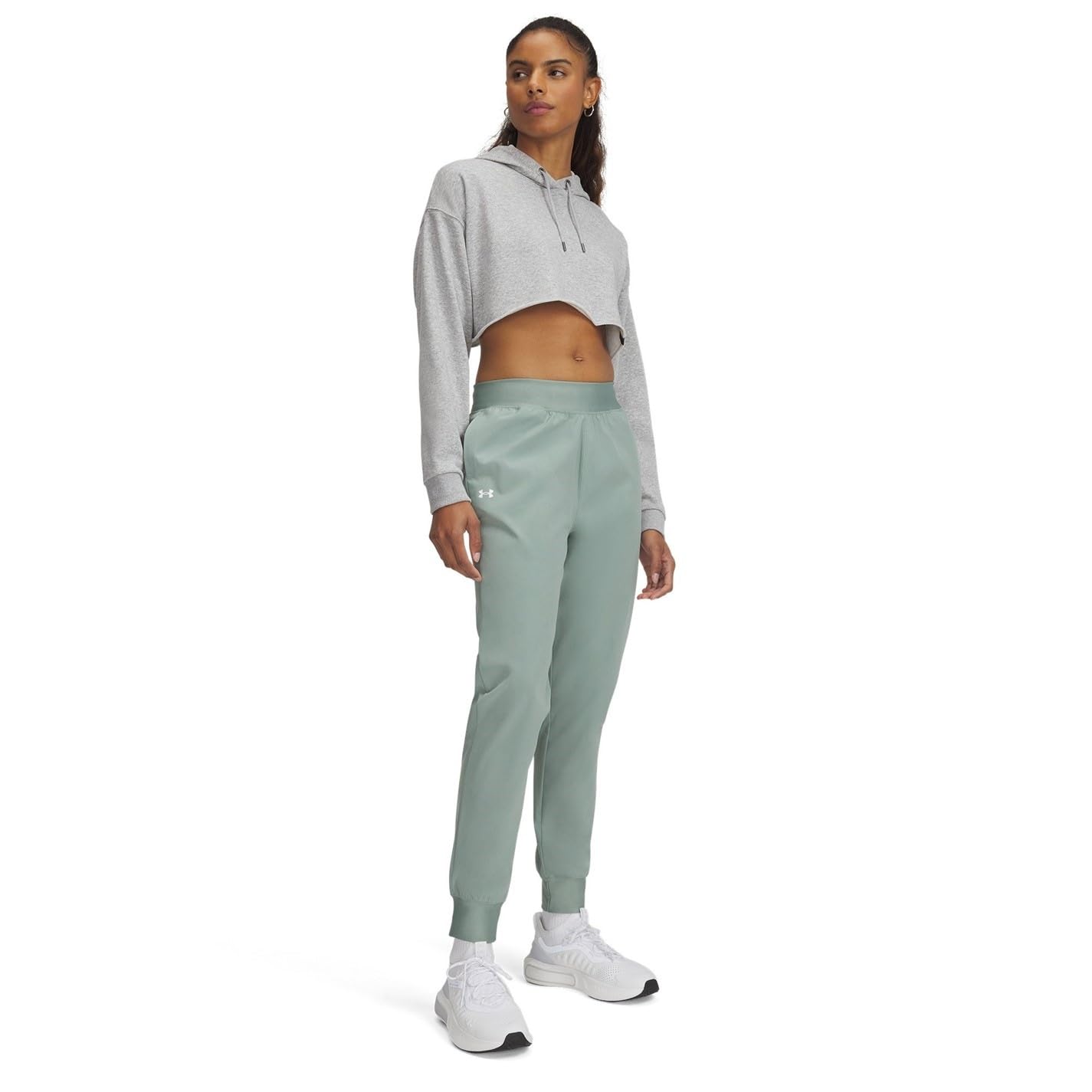 Under Armour Womens Armoursport Woven Pants, (348) Silica Green / / White, Small Short