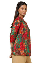 Soch Womens Maroon Cotton Blend Ethnic Motifs Print Tunic