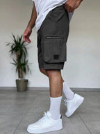 SMOWKLY Authentic Mens Cotton Classic Cargo Shorts || Elastic Waist & 4 Pockets || Regular Fit Above Knee Length Chino Half Pan