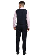 Turtle Men Poly Viscose Tailored Fit Dark Blue Three Piece Party Suits