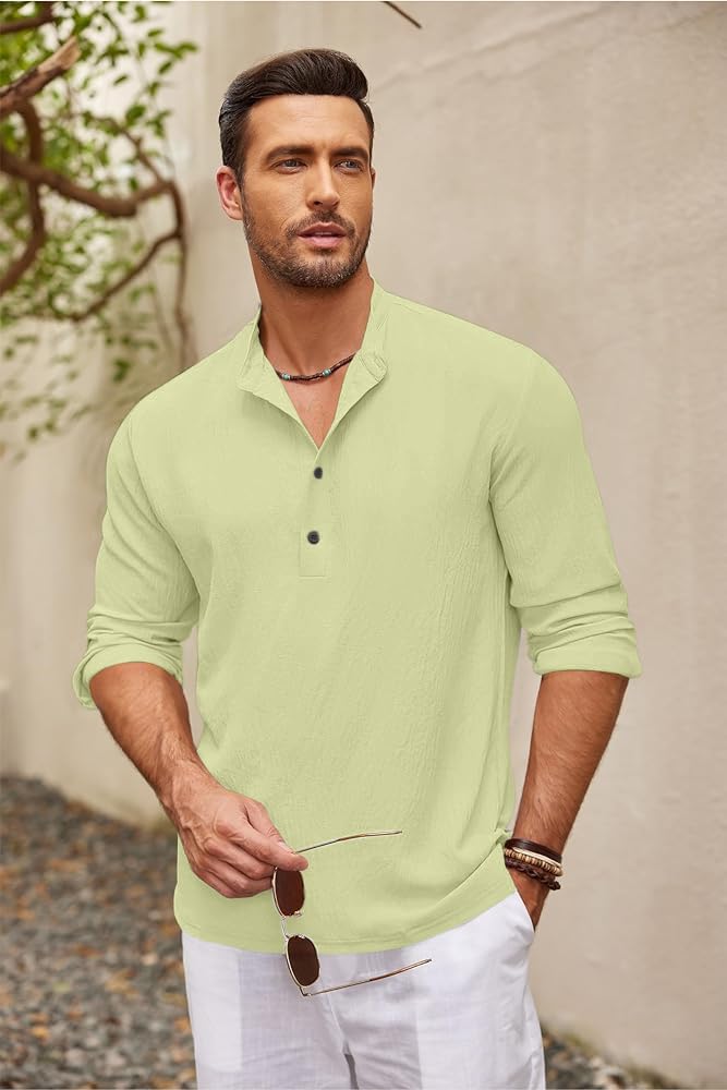 Zartha MenS Regular Fit Solid Pattern Cotton Blend Kurta With Spread Collar Long Sleeve And Standard Length | Shirt For Man Lig
