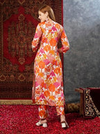 ANNI DESIGNER Womens Cotton Blend Straight Printed Kurta with Pant (Samlok Pink_S_Pink_Small)