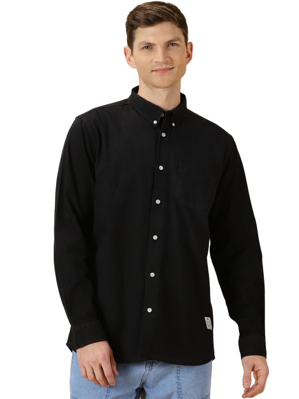 Thomas Scott Mens | Full Sleeve | Solid | Slim Fit | 100% Cotton | Spread Collar | Casual Shirts (Available in Plus Size) (Black