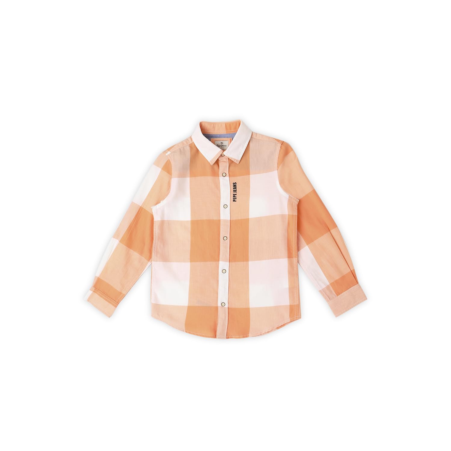 Pepe Jeans Rebel Jr Y/D Twill Check Shirt Peach Orange