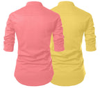 Finivo Fashion Combo Of MenS Cotton Blend Solid Full Sleeve Short Kurta