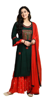 Lookmark Women'S Rayon Regular Kurta Palazzo Set (Ks2030-L_Green_L)