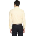 Turtle Men Cotton Linen Light Yellow Slim Fit Printed Shirts