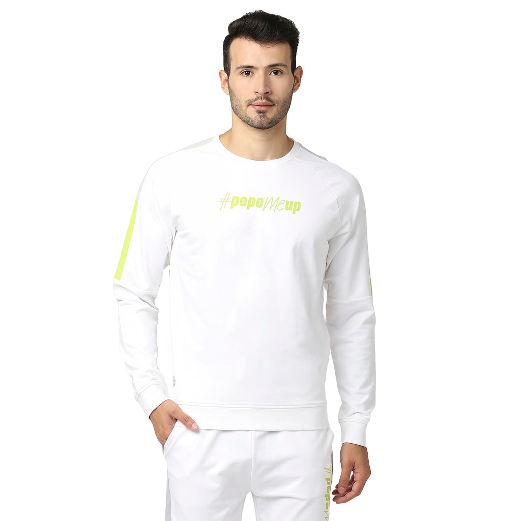 Pepe Jeans Mens Bashy Placement Printed Sweatshirt, White,L