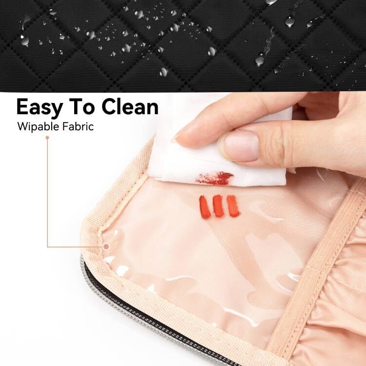 CUBETASTIC Makeup Bag, Travel Cosmetic Bag for Women Portable Cute Make Up Organizer Pouch with Makeup Brush Compartment, Two Op