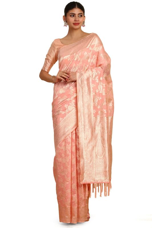 Soch Women Floral Woven Design Jacquard Weave Tussar Saree