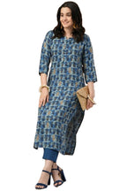 ANNI DESIGNER Womens Cotton Blend Straight Printed Kurta with Pant & Dupatta (Mamaji Blue-NW_3XL_Blue_XXX-Large)