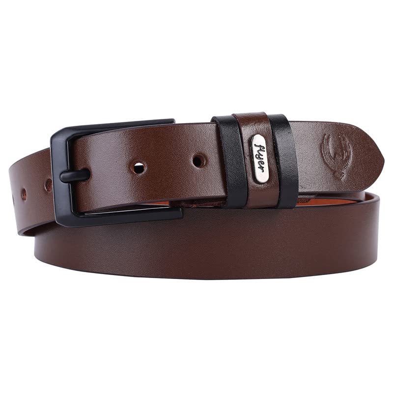 Flyer MenS Leather Belt (Formal/Casual) (Colour Brown) (Size 30) Buckle Adjustable Size Genuine Original Leather (Br3869) 30