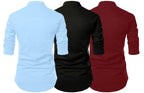 Finivo Fashion MenS Cotton Blend Regular Fit Solid Casual Kurta Shirt Pack Of 3