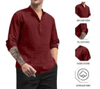 Royalscout MenS Cotton Polyester Blend Solid Regular Fit Full Sleeve Short Kurta Maroon