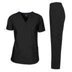 Dagacci Medical Uniform Woman and Man Scrub Set Unisex Medical Scrub Top and Pant, Black, XXL