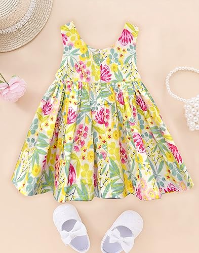 A.T.U.N. (ALL THINGS UBER NICE) Girls Floral Printed Round Neck Sleeveless Bow Fit & Flared Dress