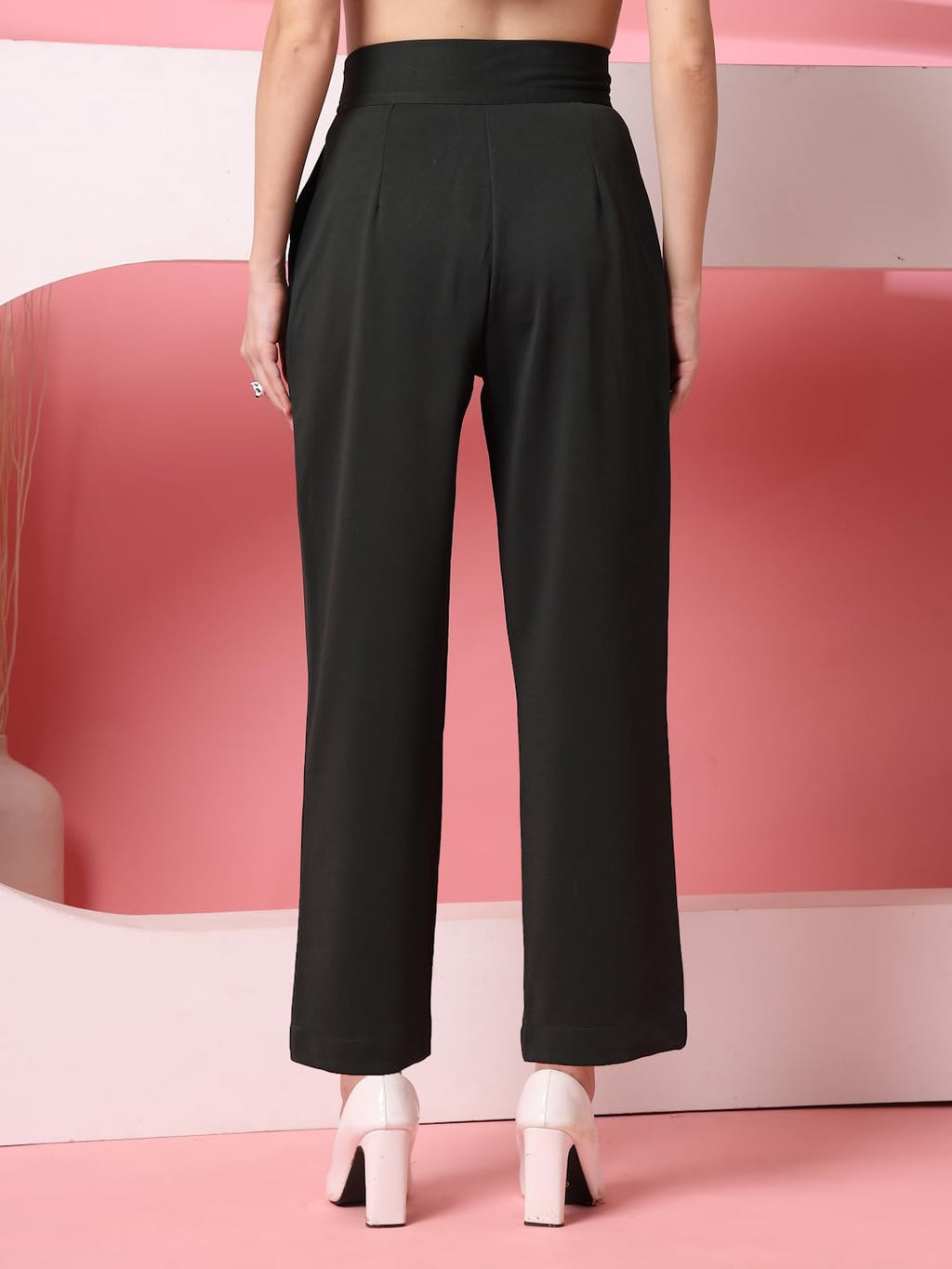 Womens Wide Leg Pants | Solid Green Stretchable Polyester Trousers | Stylish Korean Clothing | Flared, Straight Fit, Baggy, and