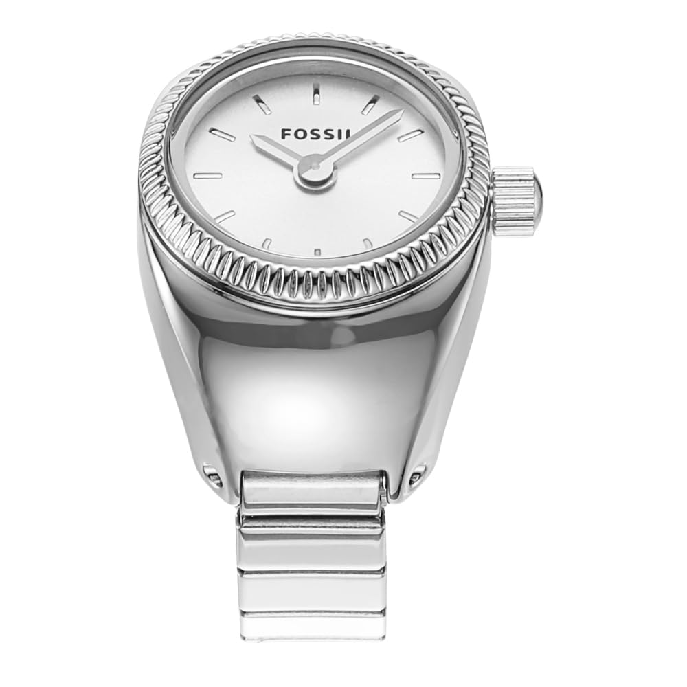 Fossil Women's Quartz Stainless Steel Two-Hand Watch Ring, Color: Silver (Model: ES5245)