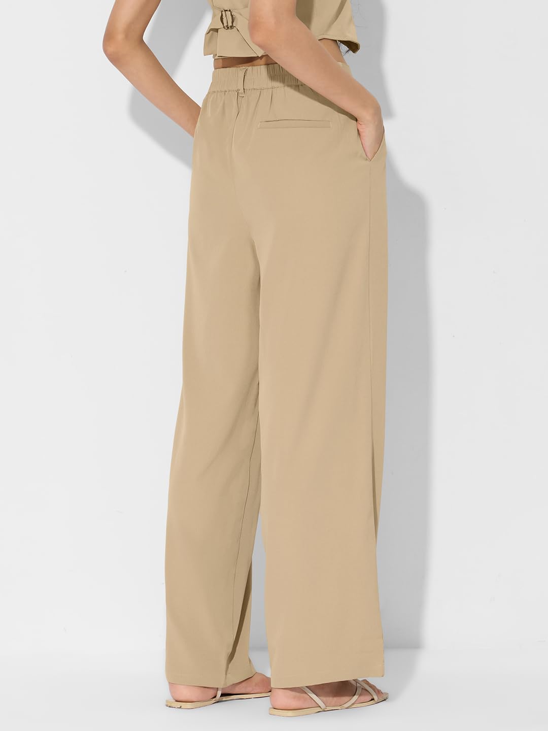 The Souled Store Solids: Sapphire Women and Girls Buttoned Polyester Straight Fit Pants