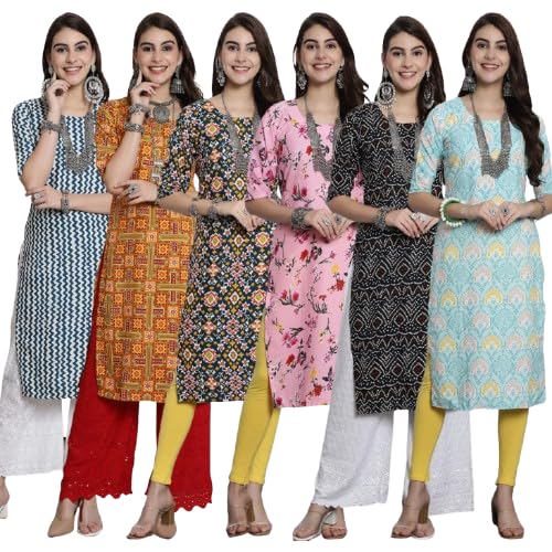 Pinkmint KurtiS For Women Combo Crepe Kurti Suitable For College Regular Home Wear Outrdoor Wear(Pack Of 6)