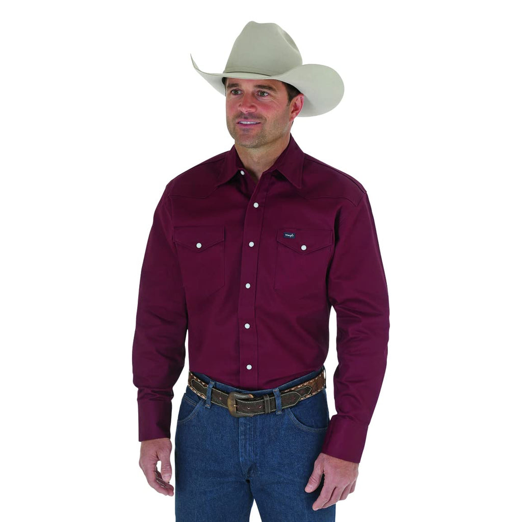 Wrangler mens Cowboy Cut Western Long Sleeve Snap Firm Finish work utility button down shirts, Red, 3X-Large US