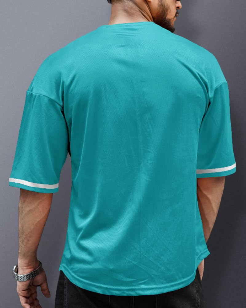 Noble Monk MenS Oversized Fit T-Shirt (T609-Bb_Blue Bird