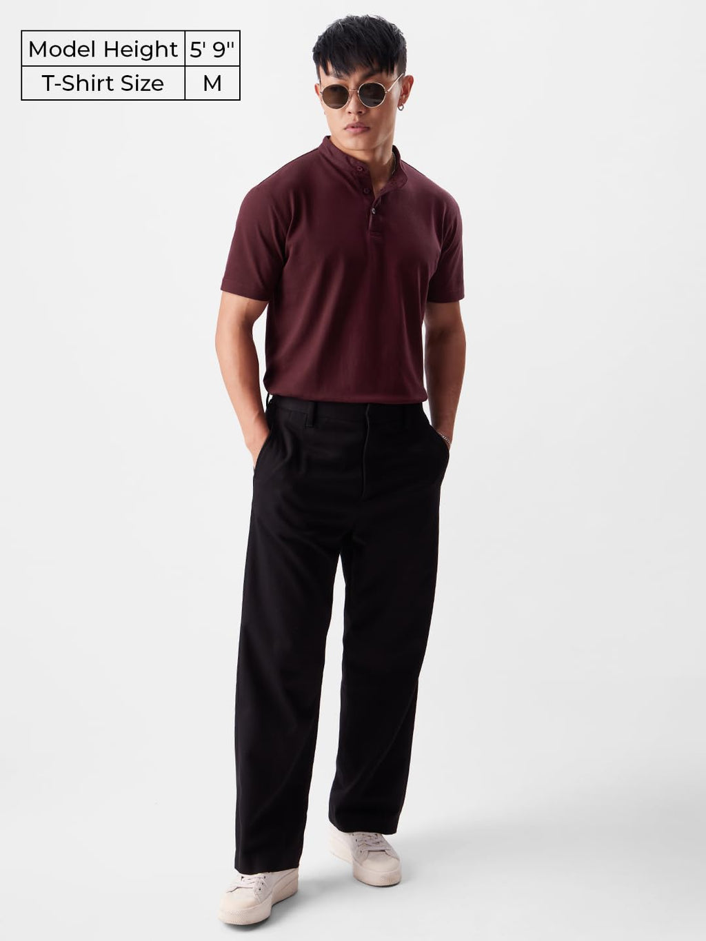 The Souled Store Solids: Burgundy Mens & Boys Regular Fit Solid Half Sleeve Cotton Burgundy Mandarin Polos Mens Polos Graphic t