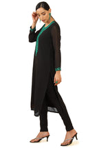 Soch Women Black Georgette Embroidered Kurta