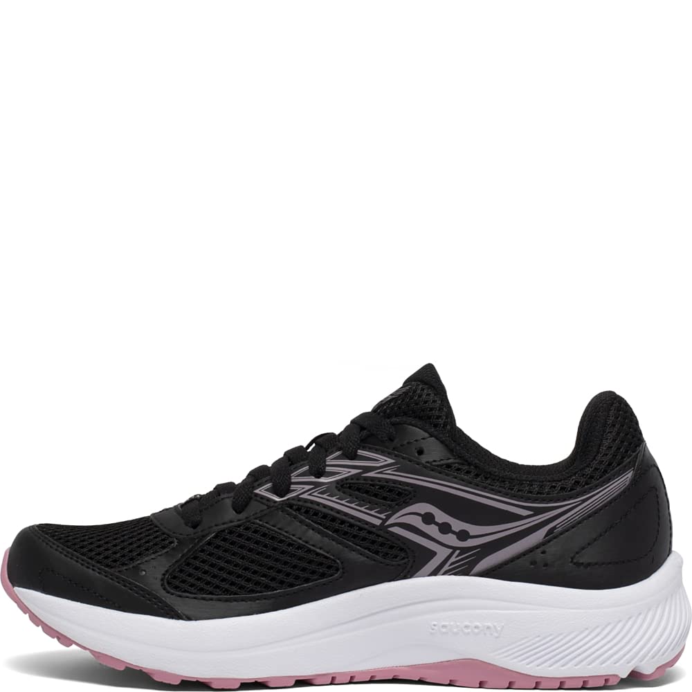 Saucony womens Cohesion 14 Road Running Shoe, Black/Pink, 7.5 Wide US