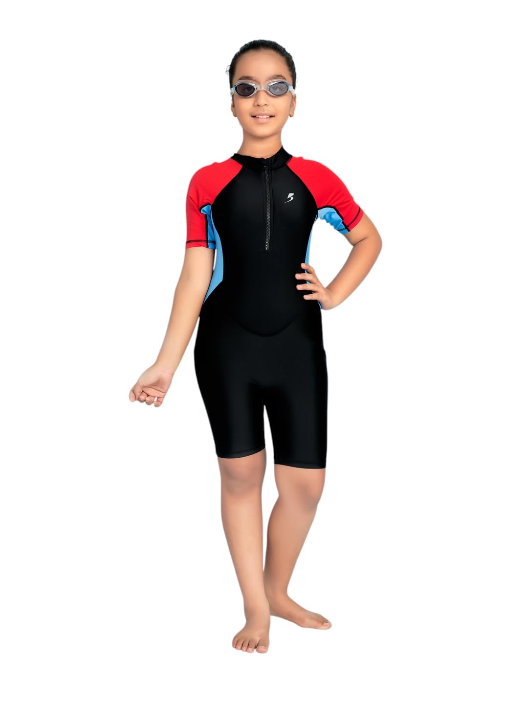 Aarika Girls Sports Wear N-Blue-Blue Colour Solid Swim Suit-(4-15 Years)-(SW-SHM-AB-614-NAVY-BLUE-BLUE-4)